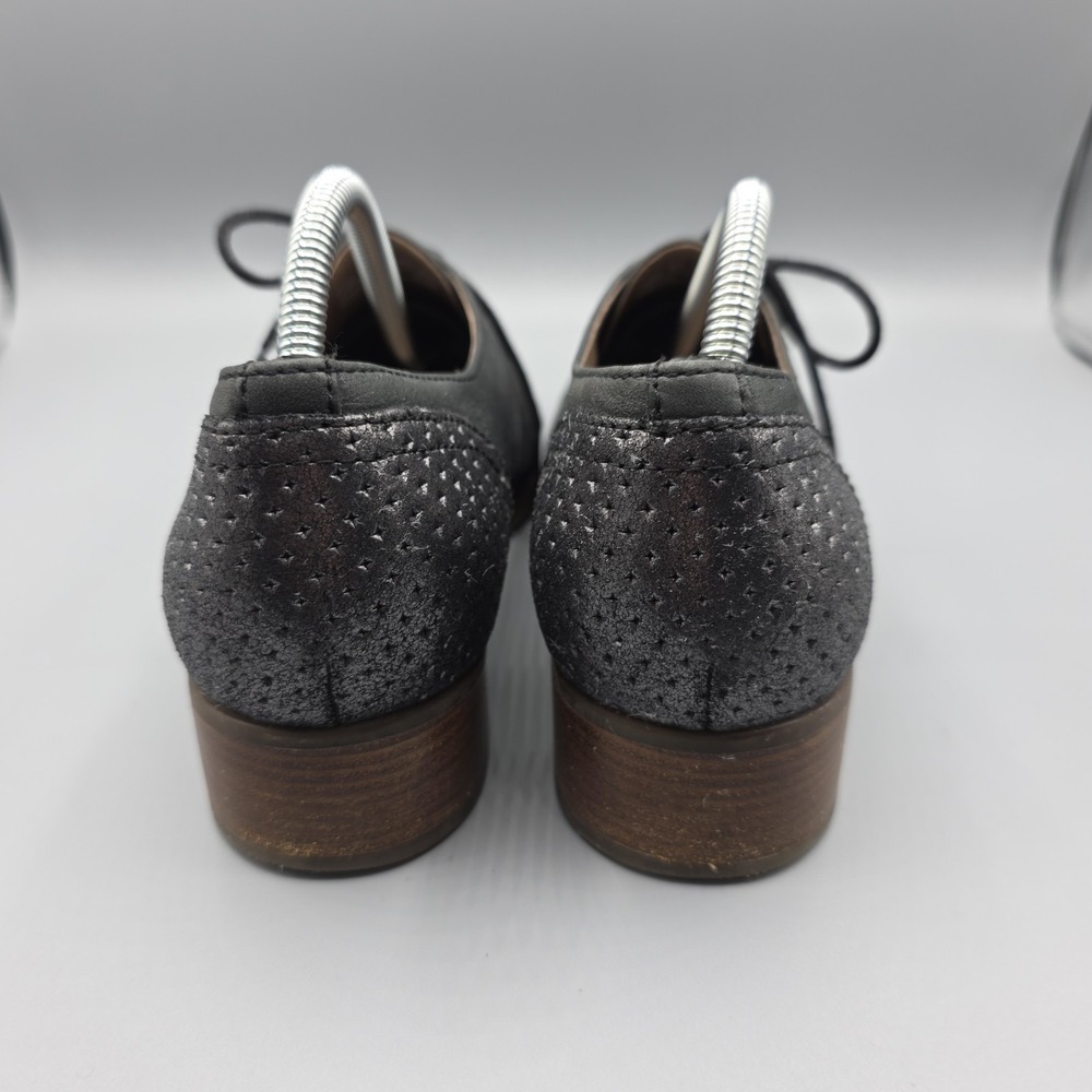 Dansko Louise Oxfords Womens 37 Black Gray Leather Metallic Lace Up Derby Shoes - Picture 5 of 14